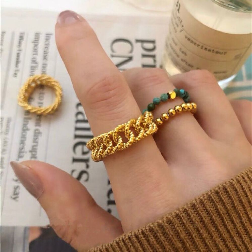 18K Gold Plated Minimalistic Cuban Link Statement Ring